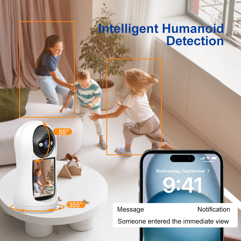 Cameră IP de interior cu WiFi, 2MP, obiectiv 4 mm, PTZ 320°/55°, vizionare nocturnă IR până la 10 m, audio bidirecțional