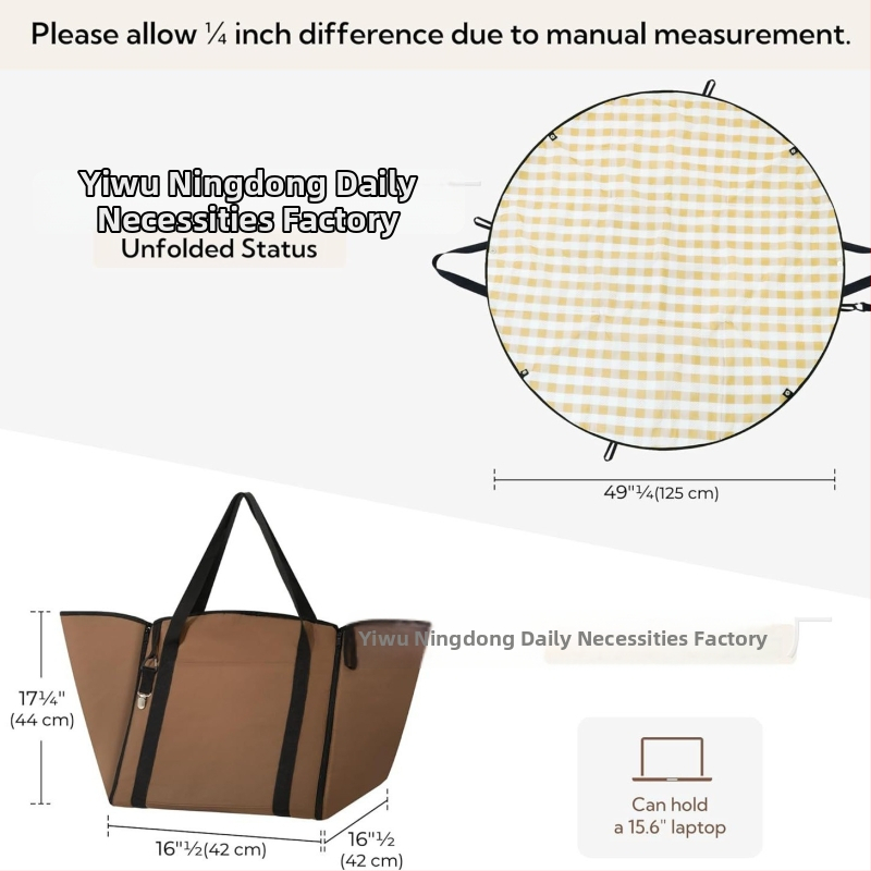 Pikniková deka s skladacím taškou — polyesterové vlákna; hlavná látka: polyester; Oxford látka; sekundárna látka: polyester; vodotesný vrstva z hliníkovej fólie