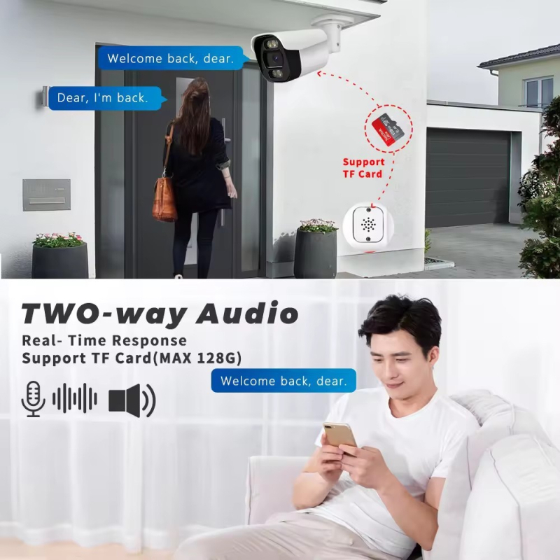 Cameră de rețea cu iluminare duală și viziune nocturnă color, carcasă metal IP66, 0 lux, pentru interior și exterior, distanță IR 20 m