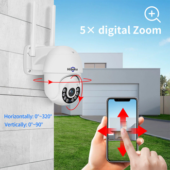Cameră IP tip dom cu WiFi, 1080p, lentilă 3.6 mm, detecție mișcare, detecție persoane, urmărire automată, pentru exterior