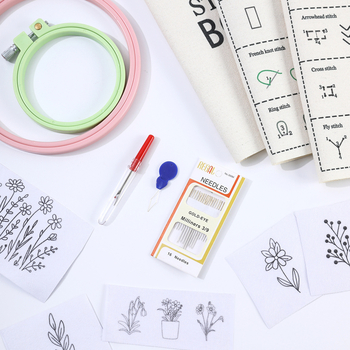 Set za šivanje vezova za početnike – plastični obruč za vezenje, višestruki uzorci veza, upute za početnike, minimalistički stil, šifra proizvoda cxd005, pakiranje 5000 komada, težina 7,1 g