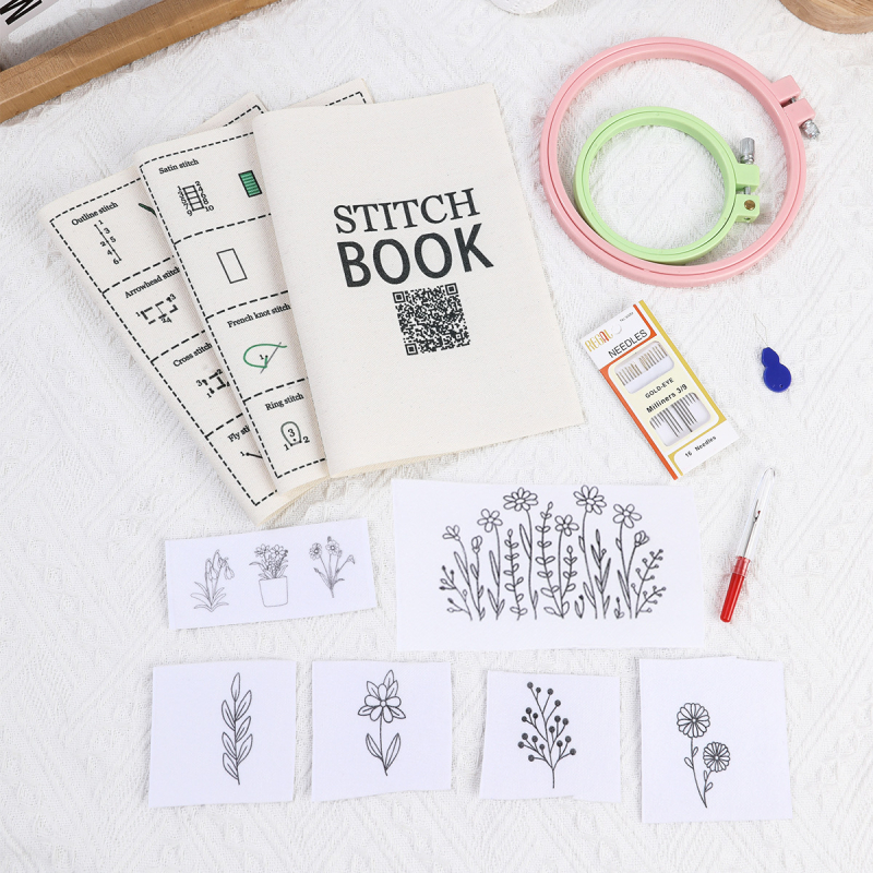 Set za šivanje vezova za početnike – plastični obruč za vezenje, višestruki uzorci veza, upute za početnike, minimalistički stil, šifra proizvoda cxd005, pakiranje 5000 komada, težina 7,1 g