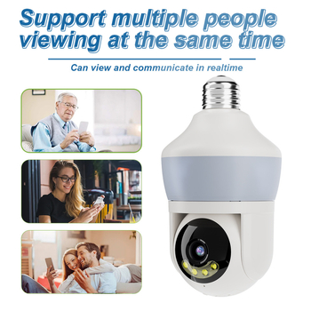 Beltéri intelligens égőbe rejtett megfigyelő kamera, PTZ 355° vízszintes, 90° függőleges, sebesség 30°/s és 20°/s, AC 100–240V, lámpa-tartóba szerelés