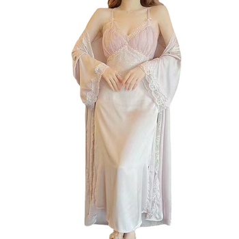 Pidžama Ice Silk, dvodijelni set s dugim rukavima, seksi stil kostima, 95–100% poliester