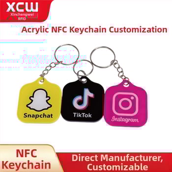 NFC privjesak za ključeve s akrilnim privjeskom – bezkontaktna IC kartica, kapacitet pohrane 144, vijek brisanja 100000, materijal: akril