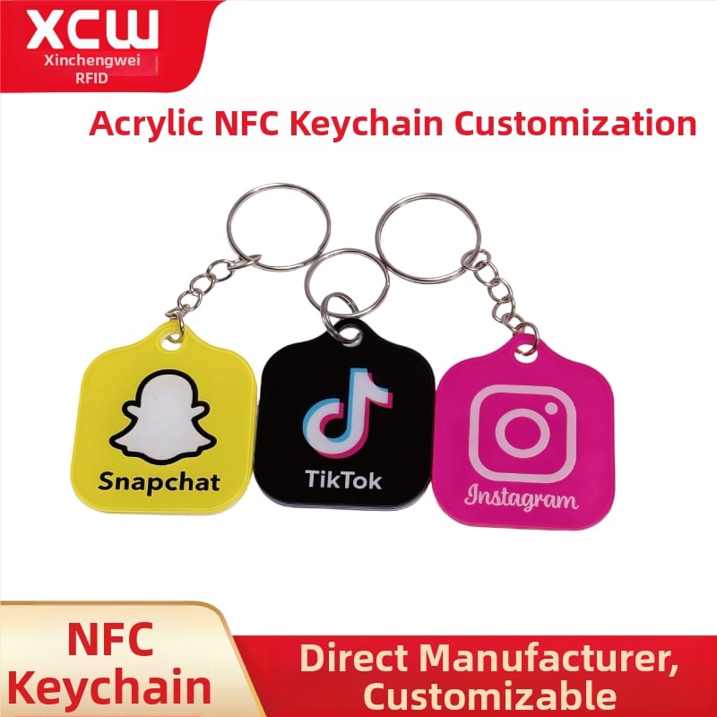 NFC privjesak za ključeve s akrilnim privjeskom – bezkontaktna IC kartica, kapacitet pohrane 144, vijek brisanja 100000, materijal: akril