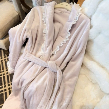 Ženski ogrtač, zimski flanel/poliester materijal s krznom od zeca, za trudnice