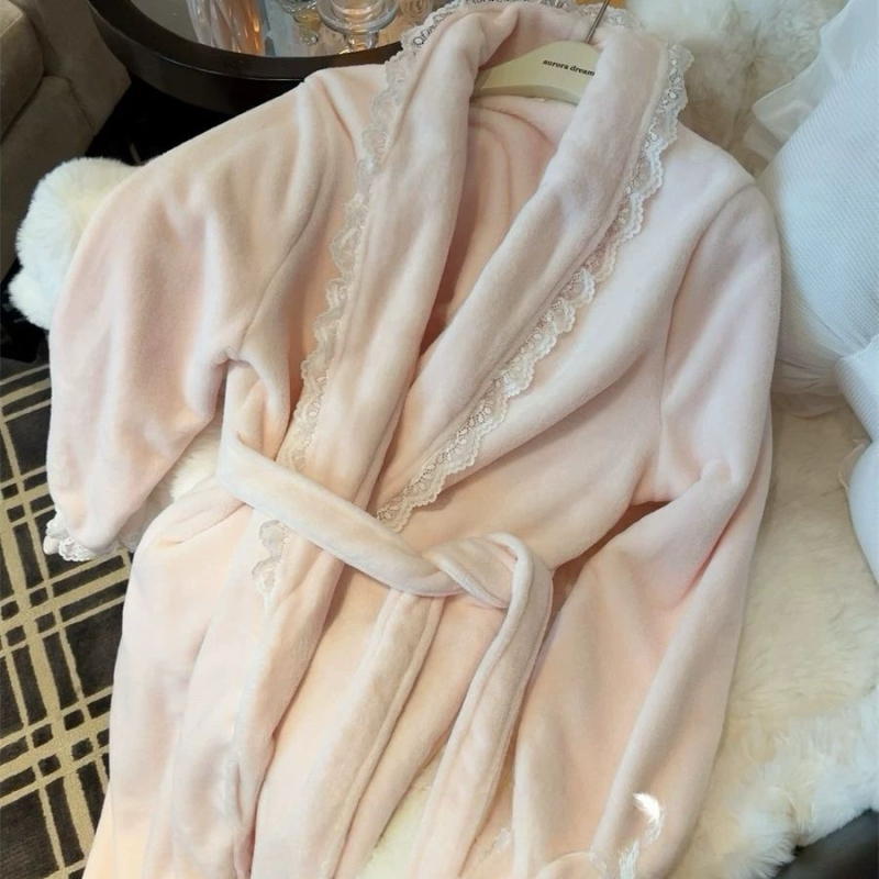 Ženski ogrtač, zimski flanel/poliester materijal s krznom od zeca, za trudnice