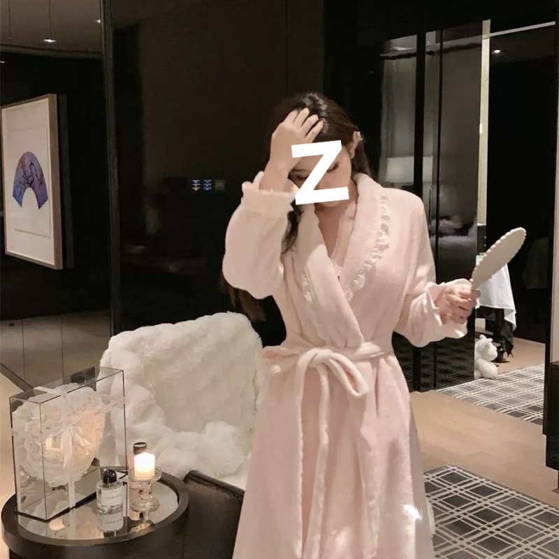 Ženski ogrtač, zimski flanel/poliester materijal s krznom od zeca, za trudnice