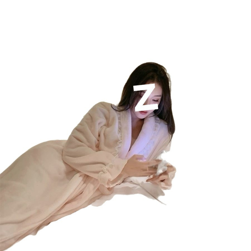 Ženski ogrtač, zimski flanel/poliester materijal s krznom od zeca, za trudnice