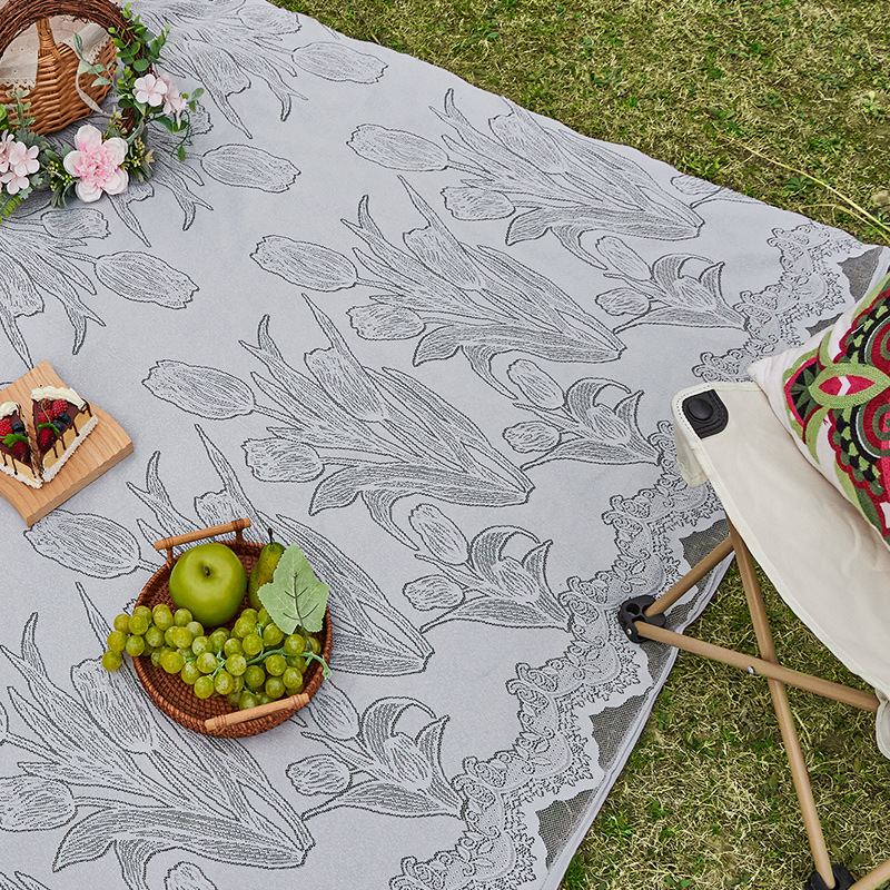 Πικνικ μάτ με κομμένο δαντελένιο σχέδιο, κουβέρτα κάμπινγκ, 100% πολυεστέρας, μοντέρνο-λιτό εξωτερικό