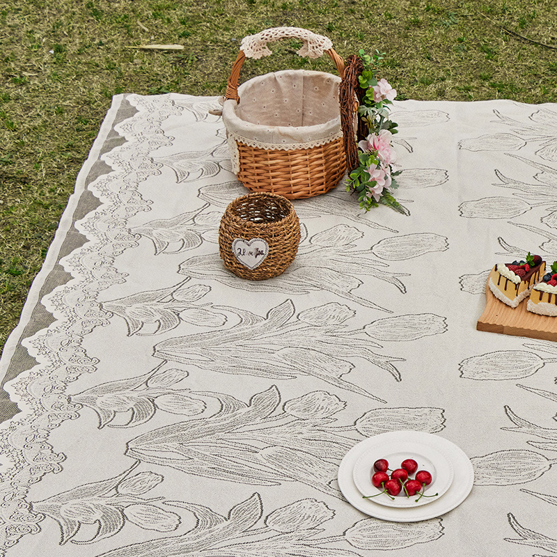 Πικνικ μάτ με κομμένο δαντελένιο σχέδιο, κουβέρτα κάμπινγκ, 100% πολυεστέρας, μοντέρνο-λιτό εξωτερικό