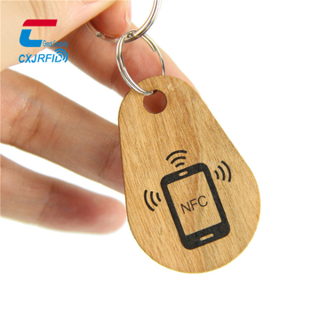 RFID έξυπνη πρόσβαση – ξύλινο μπρελόκ κλειδιού με NFC, μοντέλο NFCMK1114-X2, HF κάρτα ανάγνωσης/εγγραφής, αποθήκευση 1152 bytes, απόσταση 0–5, παθητική τροφοδοσία