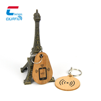 RFID έξυπνη πρόσβαση – ξύλινο μπρελόκ κλειδιού με NFC, μοντέλο NFCMK1114-X2, HF κάρτα ανάγνωσης/εγγραφής, αποθήκευση 1152 bytes, απόσταση 0–5, παθητική τροφοδοσία