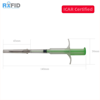RFID sklenená implantátna etiketa pre domáce zvieratá - bezkontaktná IC karta, 512 pamäť, 100k cyklov zápisu/mazania, -25 až 85 °C, EO sterilizácia