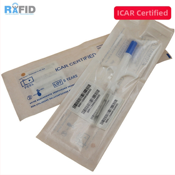 RFID sklenená implantátna etiketa pre domáce zvieratá - bezkontaktná IC karta, 512 pamäť, 100k cyklov zápisu/mazania, -25 až 85 °C, EO sterilizácia