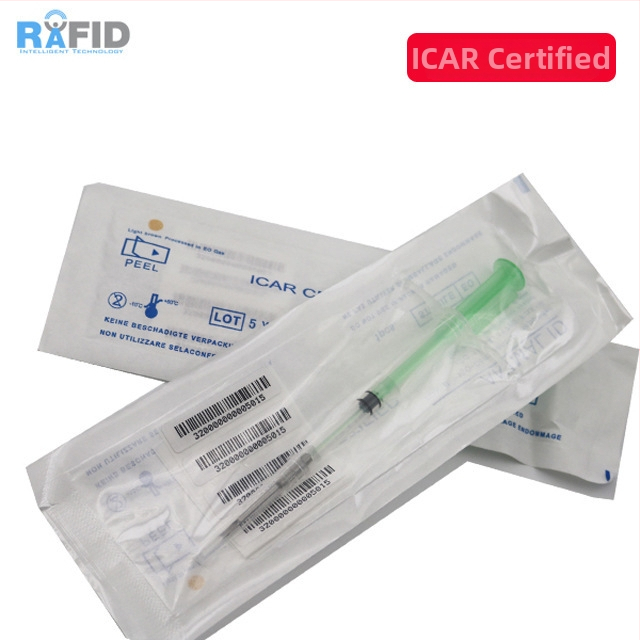 RFID sklenená implantátna etiketa pre domáce zvieratá - bezkontaktná IC karta, 512 pamäť, 100k cyklov zápisu/mazania, -25 až 85 °C, EO sterilizácia