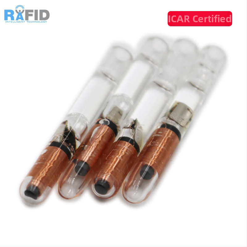 RFID sklenená implantátna etiketa pre domáce zvieratá - bezkontaktná IC karta, 512 pamäť, 100k cyklov zápisu/mazania, -25 až 85 °C, EO sterilizácia