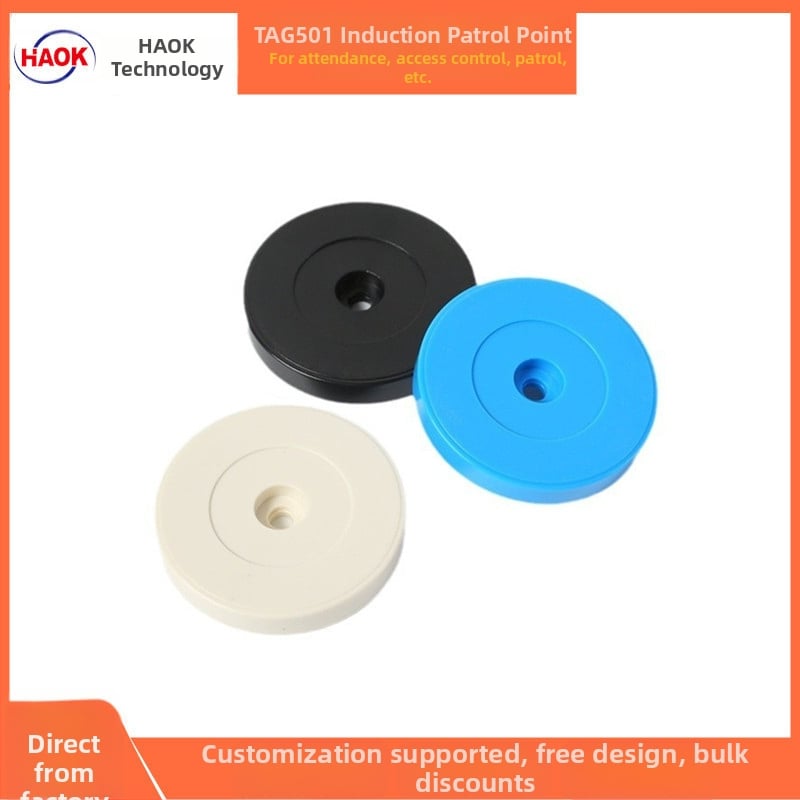50 mm ümmargune RFID ligipääsu patrullpunkt (Materjal: ABS; Veekindel; Mudel TAG501; Töötemperatuur: -20…50 °C; Rakendused: parkimissüsteem, ligipääsu kontroll, kohalolek)