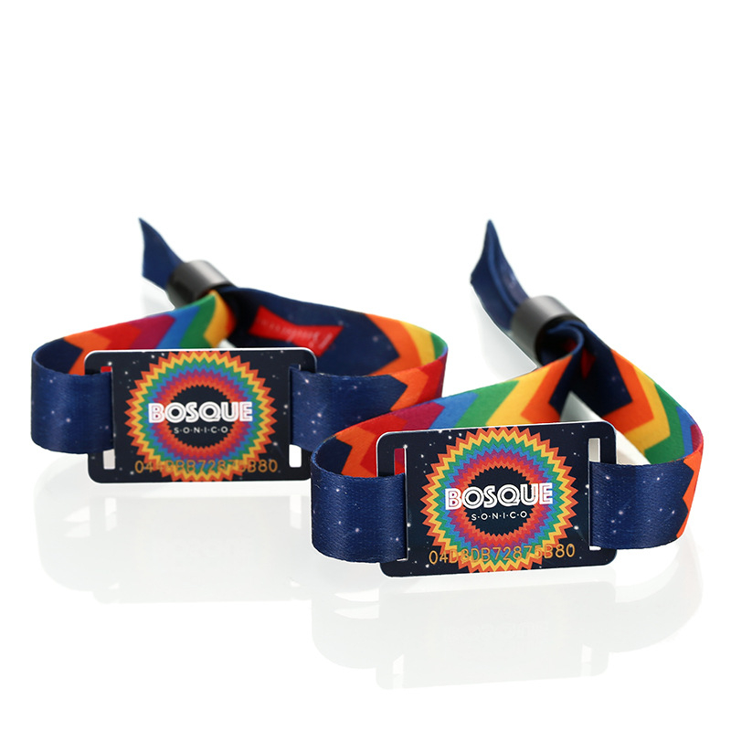 Brățară RFID de unică folosință pentru evenimente, cu etichetă țesută, cip HF Read/Write, memorie de 1024 octeți, model F08