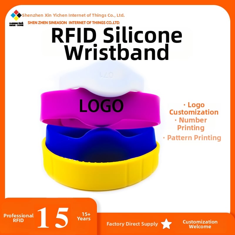 RFID silikoonkäevõru HF NFC ligipääsukontrolliks, veekindel ja sobib kogukonna ja ujumisbasseini ligipääsuks; materjal: silikoon; tehnoloogia: HF NFC; rakendus: ligipääsukontroll; töötemperatuur: -40°C kuni +85°C