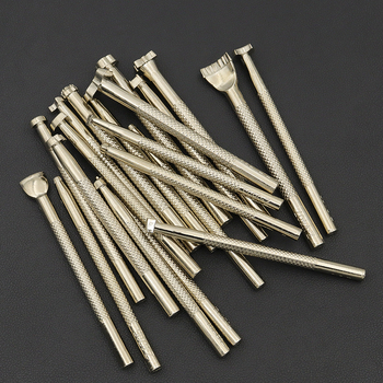 Set de unelte pentru prelucrarea pielii: gravură și ștanțare, model JF201228, cu unelte din oțel de instrumente și mânere din oțel (Model: JF201228; Material principal: oțel de instrumente; Mâner: oțel; Seria: Unelte pentru piele)