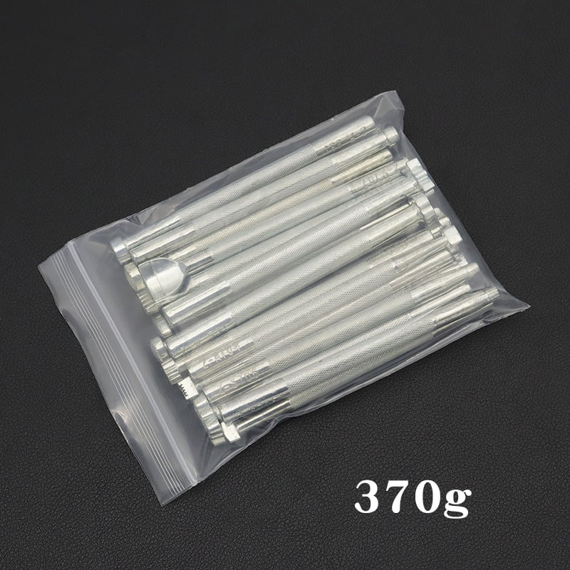 Set de unelte pentru prelucrarea pielii: gravură și ștanțare, model JF201228, cu unelte din oțel de instrumente și mânere din oțel (Model: JF201228; Material principal: oțel de instrumente; Mâner: oțel; Seria: Unelte pentru piele)