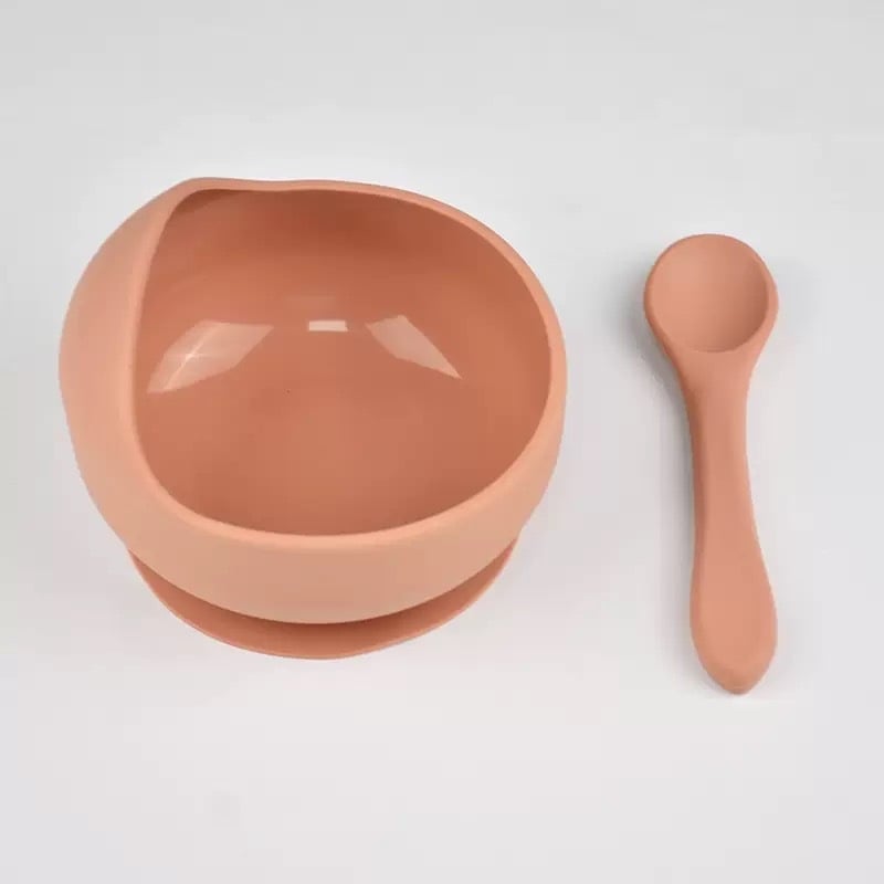 Silicone sraigės formos dubenėlis ir šaukštelis kūdikiams – 2 dalių komplektas, maisto kokybės silikonas, nuo 6 mėnesių