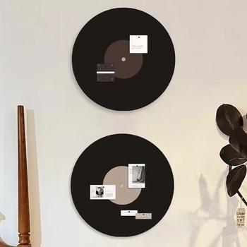 Kerek filc tábla, vinil-lemez ihletésű falidísz – vintage stílusú dekoratív kép és üzenet-tábla