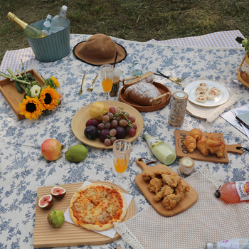 Χαλάκι πικ νικ από βαμβάκι-λίνο με PVC αδιάβροχο στρώμα, αγροτικού στυλ για εξωτερικούς χώρους (παραλία, κατασκήνωση, πικ νικ)