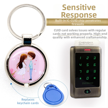 Bezkontakta vadības karte uz atslēgu piekariņu – IC-CUID, 8 kbit atmiņa, 10 gadu datu glabāšana, pielietojums: piekļuve, lifts, biedri