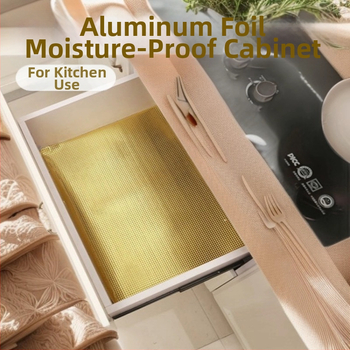 Podložka/liner pre skrinky a zásuvky z PE, bez lepidla, vodeodolná a vlhkostiodolná s hliníkovou fóliou; PE 98%, PVC 2%