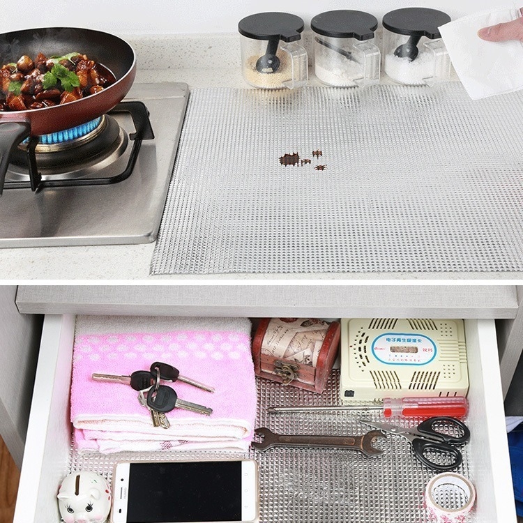 Εσωτερική επένδυση ντουλαπιού για συρτάρια και ντουλάπια από PE, χωρίς κόλλα, ανθεκτική σε λιπαρούς ρύπους και υγρασία, με στρώμα αλουμινίου; PE 98%, PVC 2%