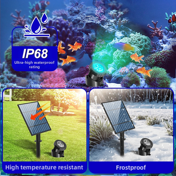 Lumină LED solară subacvatică pentru piscină — IP68, senzor de comutare, 3W, 3,7V