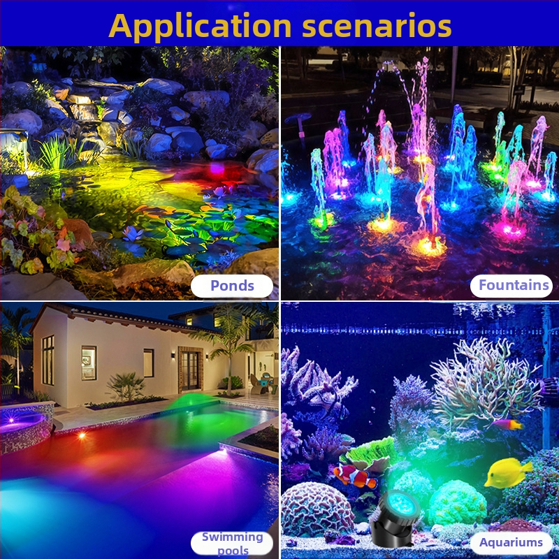 Lumină LED solară subacvatică pentru piscină — IP68, senzor de comutare, 3W, 3,7V