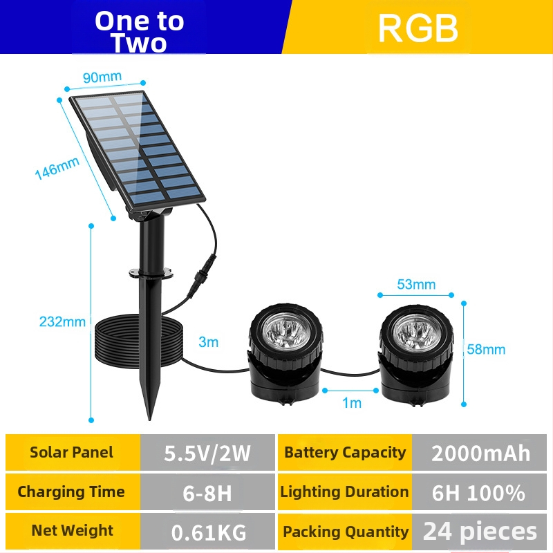 Lumină LED solară subacvatică pentru piscină — IP68, senzor de comutare, 3W, 3,7V