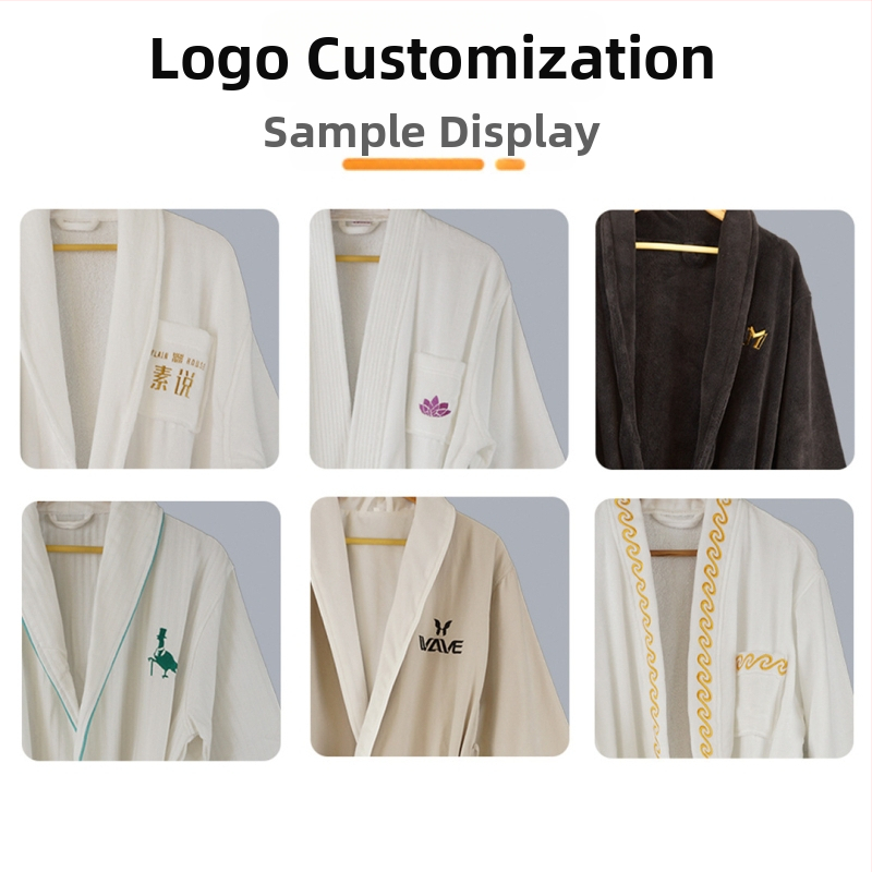 Hotelski ogrtač od pamuka s waffle uzorkom, prilagodljiv za muškarce, 750 g, jednodijelno vlakno, šav rubova, ispis logotipa moguć