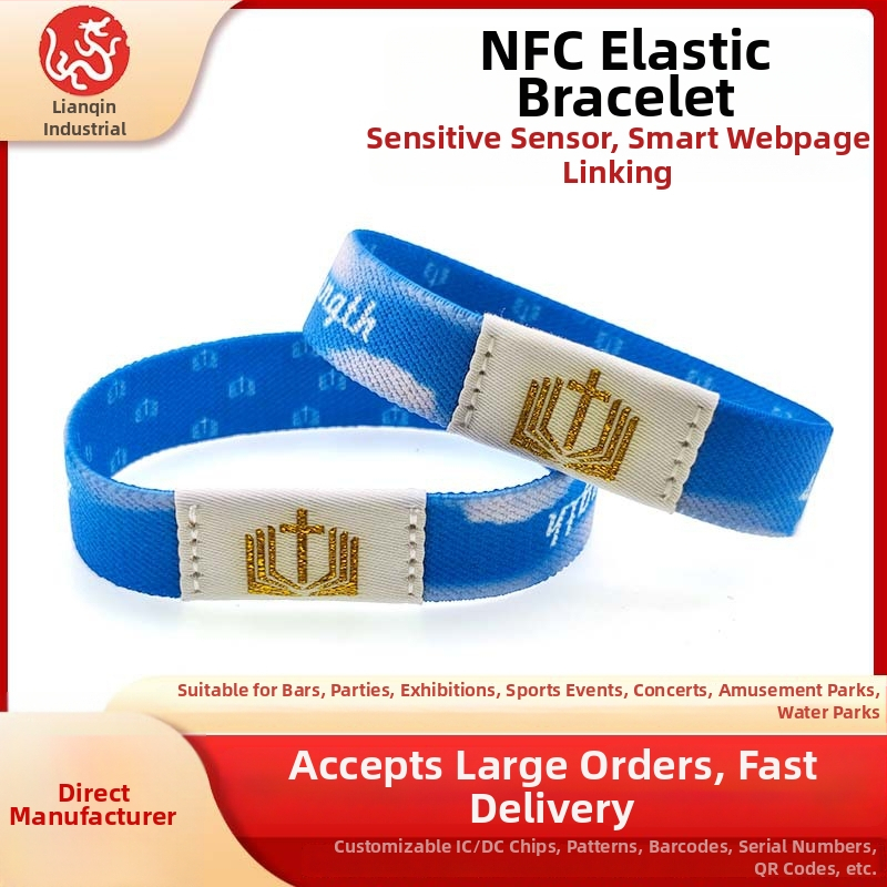 Prispôsobiteľný elastický NFC náramok s identifikáciou; Čip: čítanie/zápis; Kapacita: 1024; Rozsah snímania: 1–4; Čas čítania/zápisu: 1–2; Prenosová frekvencia: HF