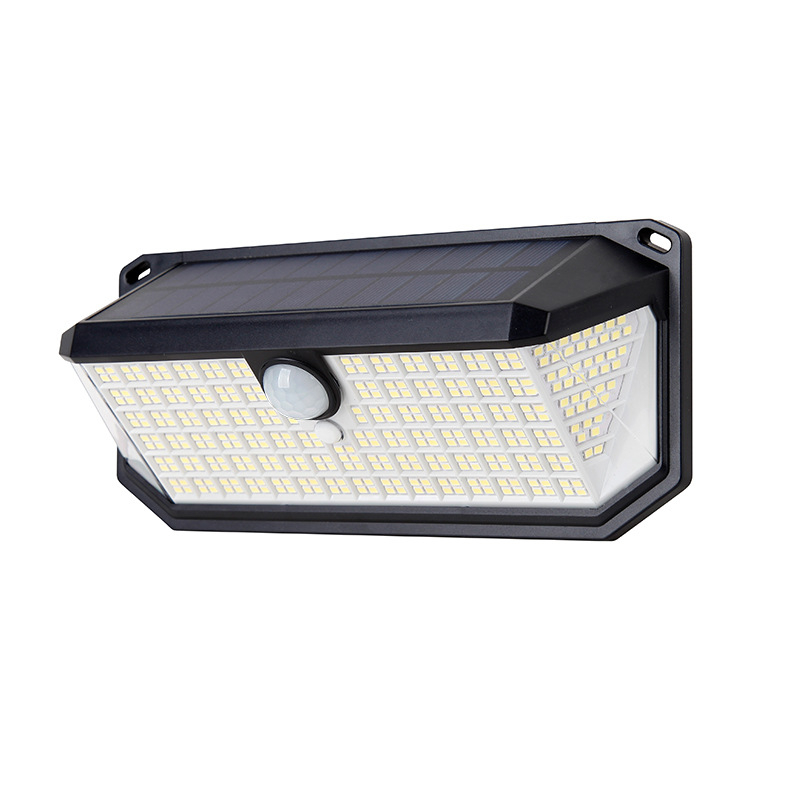 Solarni zidni svjetiljka s 416 LED, IP64 vodootporna, vanjski dvorišni/ vrtni rasvjeta s trostratim osvjetljenjem i senzorom pokreta