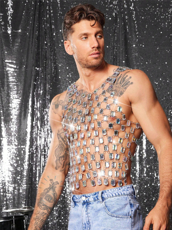 T-särk vest kristallidega, kuum drill-tehnika, Cupro kiud 31–50%, vaba lõige