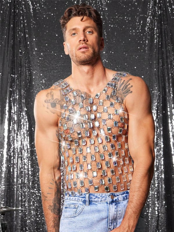 T-särk vest kristallidega, kuum drill-tehnika, Cupro kiud 31–50%, vaba lõige