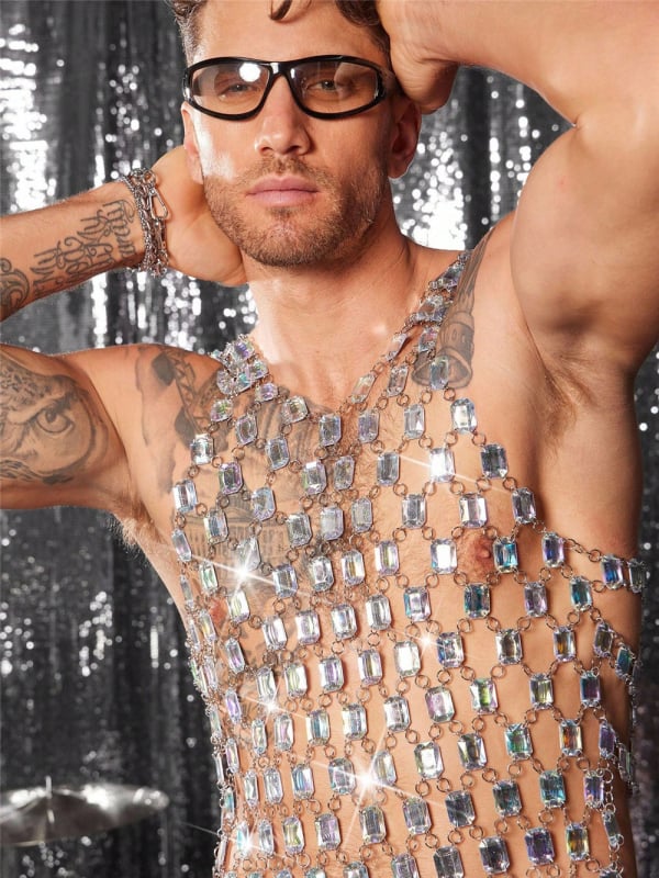 T-särk vest kristallidega, kuum drill-tehnika, Cupro kiud 31–50%, vaba lõige