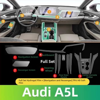 TPU unutarnji zaštitni film za mjenjač i središnju ploču – kompatibilan s 25 modela Audi A5L, HD zaštitni film