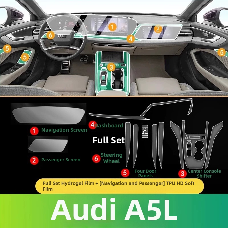 TPU unutarnji zaštitni film za mjenjač i središnju ploču – kompatibilan s 25 modela Audi A5L, HD zaštitni film