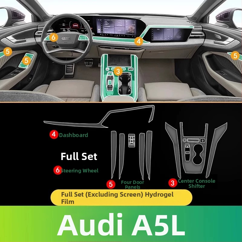 TPU unutarnji zaštitni film za mjenjač i središnju ploču – kompatibilan s 25 modela Audi A5L, HD zaštitni film