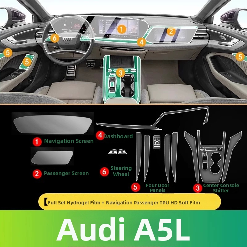 TPU unutarnji zaštitni film za mjenjač i središnju ploču – kompatibilan s 25 modela Audi A5L, HD zaštitni film