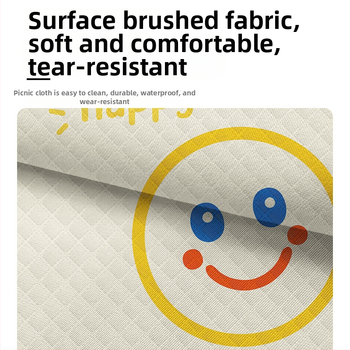 Φορητό υπόστρωμα πικ-νικ με καρτούν πρόσωπο, βουρτσισμένο ύφασμα, 100% πολυεστέρας, EVA αδιάβροχο στρώμα, για εξωτερική χρήση