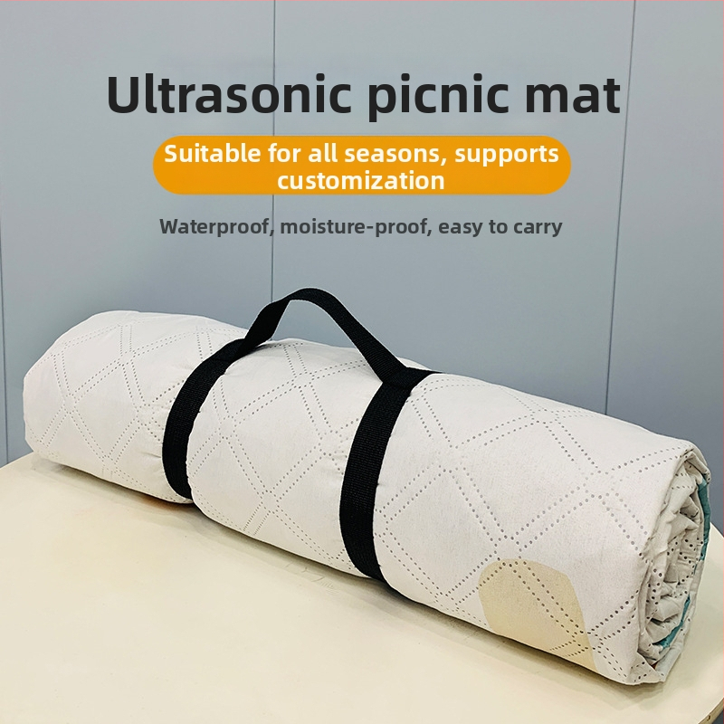 Φορητό υπόστρωμα πικ-νικ με καρτούν πρόσωπο, βουρτσισμένο ύφασμα, 100% πολυεστέρας, EVA αδιάβροχο στρώμα, για εξωτερική χρήση