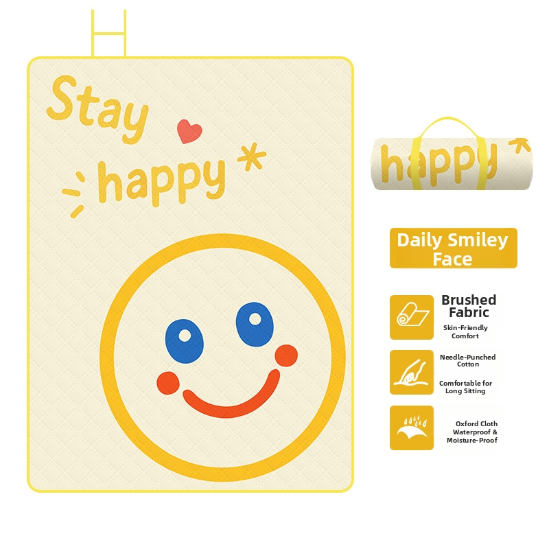 Φορητό υπόστρωμα πικ-νικ με καρτούν πρόσωπο, βουρτσισμένο ύφασμα, 100% πολυεστέρας, EVA αδιάβροχο στρώμα, για εξωτερική χρήση