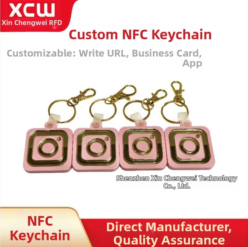 Kohandatav NFC võtmehoidja ripats NTAG213, akrüül, sotsiaalmeediale